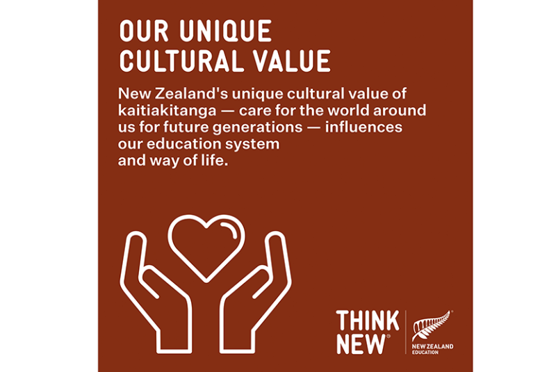 New Zealand's unique cultural value of kaitiakitanga (care for the world around us) influences our education system