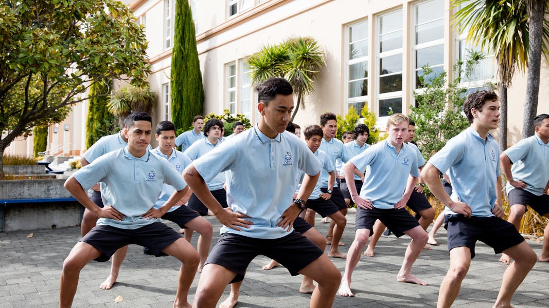 School students in New Zealand performing a haka