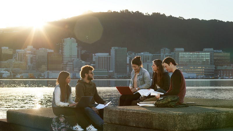 A study group gathered at the Wellington waterfront